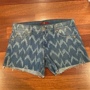 Patterned Jean Shorts.